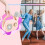 Chronus Mini Karaoke Machine, Portable Bluetooth, 2 Wireless Mics, Home/Party, Pink 4