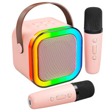 Karaoke stroj pre deti a dospelých Mini prenosný Bluetooth Karaoke mikrofónový spievajúci reproduktor s 2 mikrofónmi a svetlom