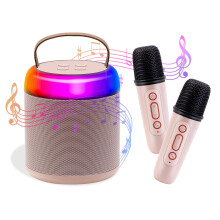 Najnovší mini karaoke stroj Prenosný Bluetooth reproduktor s 2 bezdrôtovými mikrofónmi pre deti Dospelí Hudobné hračky pre