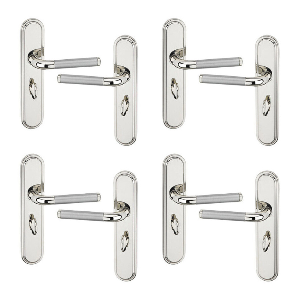 (4x Polished Nickel Bathroom) Vienna Metal Lever Latch Door Handles Set