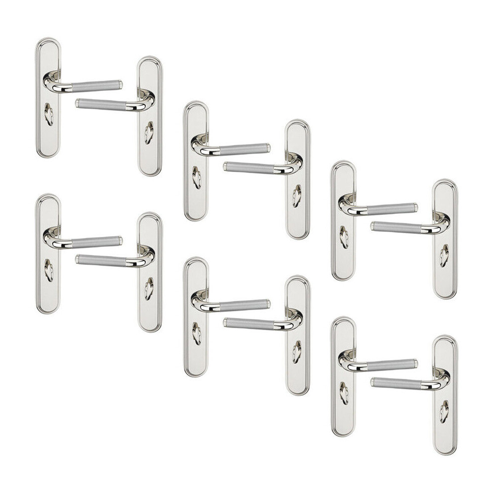 (6x Polished Nickel Bathroom) Vienna Metal Lever Latch Door Handles Set