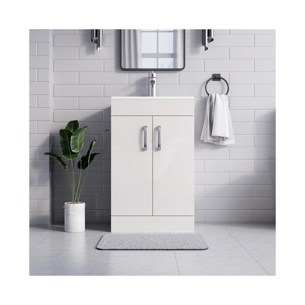 (White, NewYork) BELOFAY Floor Standing Bathroom Vanity Unit With Basin - Laquered Cloakroom Vanity Unit