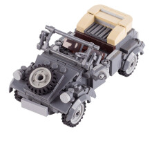 (Convertible Bucket Car) WWII German Barrel Car Officer Figure Car Military Model Assembly
