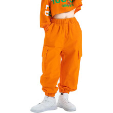 (150CM, Trouser) Girls Hip Hop Street Dance Outfit Set Long Sleeve Crop Top Fashion Stylish Cargo Trousers