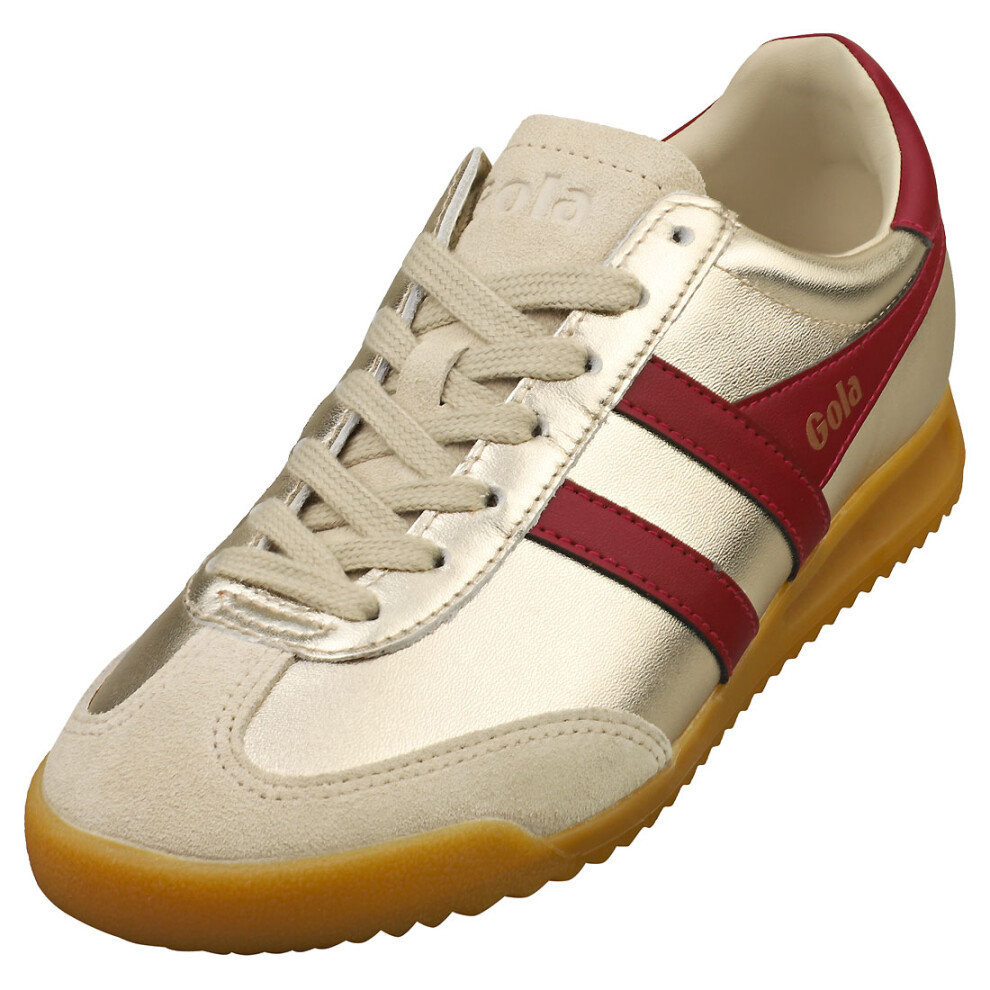 (5) Gola Torpedo Glimmer Womens Fashion Trainers in Gold Cerise