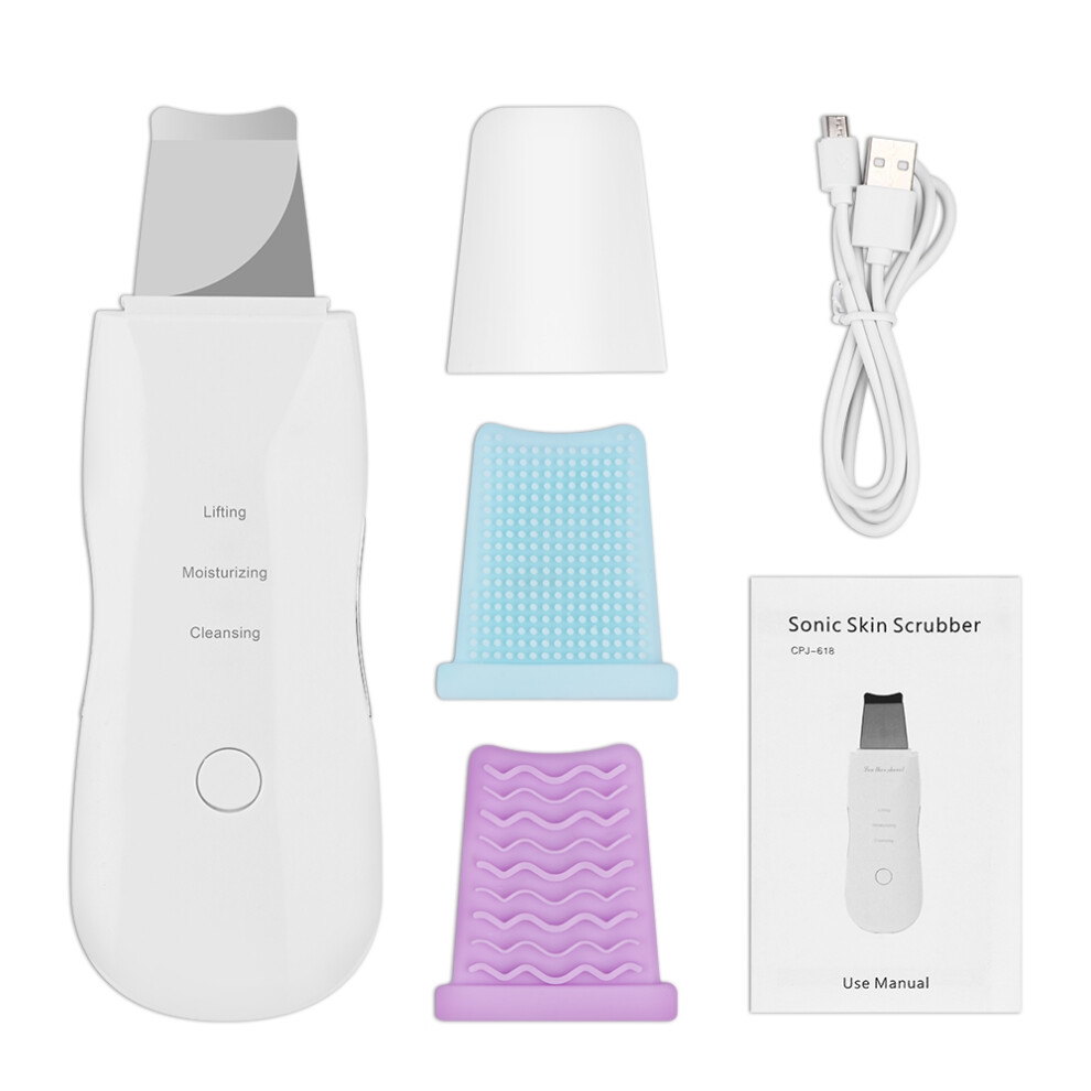 Ultrasonic Skin Scrubber Facial Spatula Blackhead Remover Deep Face Cleaning Lift Machine Peeling Shovel Pore Cleaner Face Massa