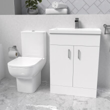Nes Home 600mm White Bathroom with Basin Vanity & Close Coupled Toilet