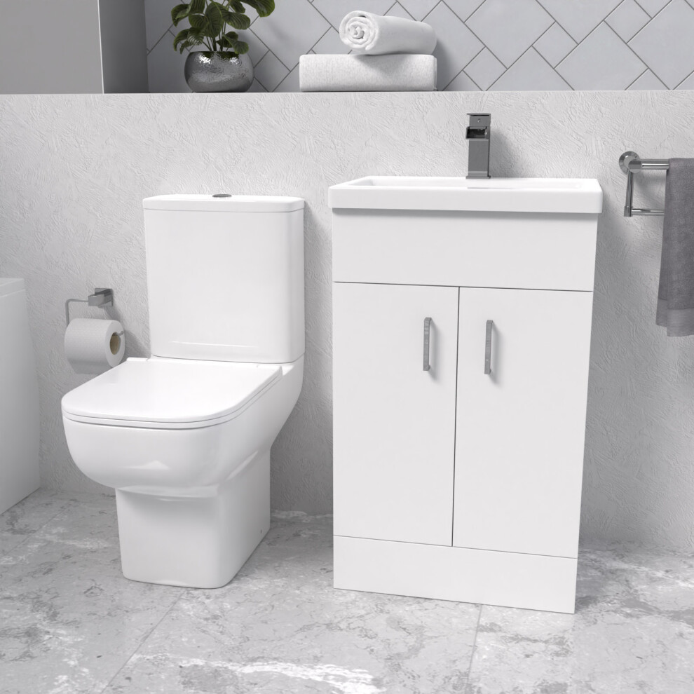 Nanuya 500Mm Cloakroom Suite With Basin Vanity And Close Coupled Toilet 5442510017027