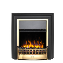 Dimplex Cheriton Deluxe Freestanding Optiflame Electric Fire, Brass and Black Free Standing LED Flame Effect