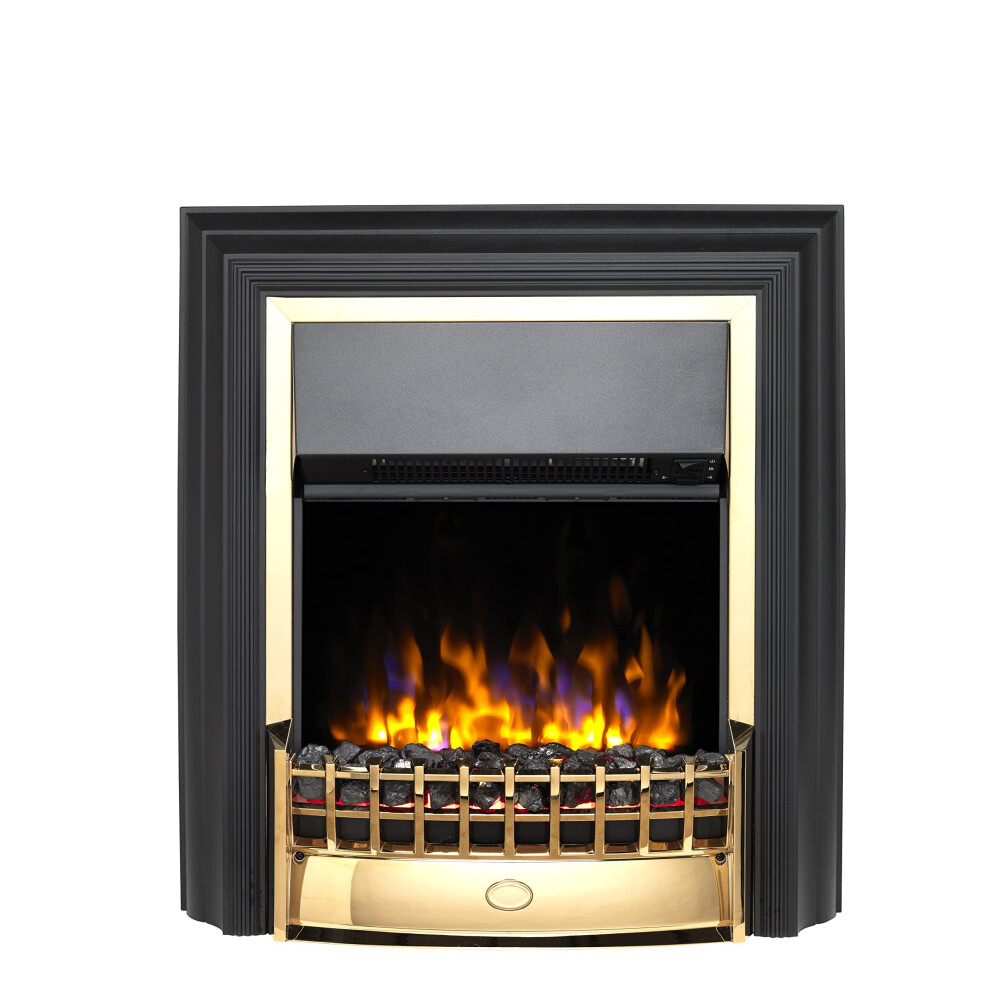 Dimplex Cheriton Deluxe Freestanding Optiflame Electric Fire, Brass and Black Free Standing LED Flame Effect