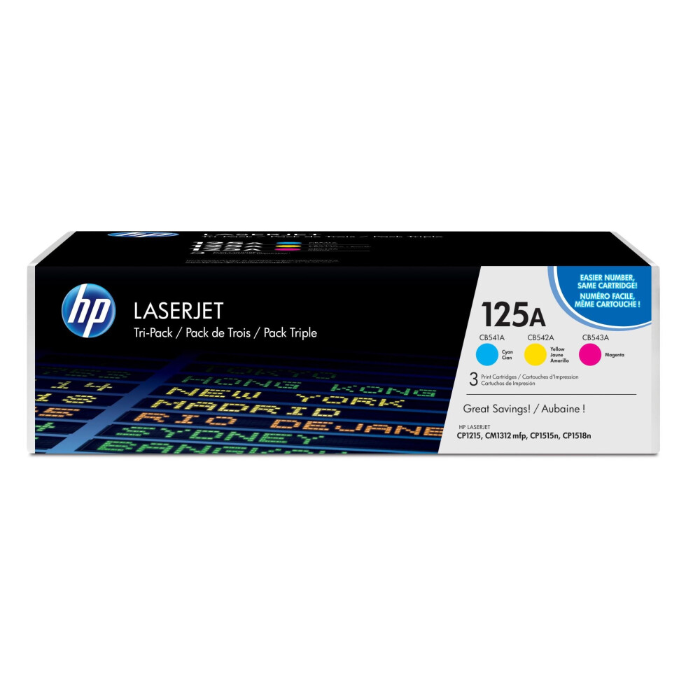 HP CF373AM 125A Original LaserJet Toner Cartridges, Cyan/Magenta/Yellow, Multipack