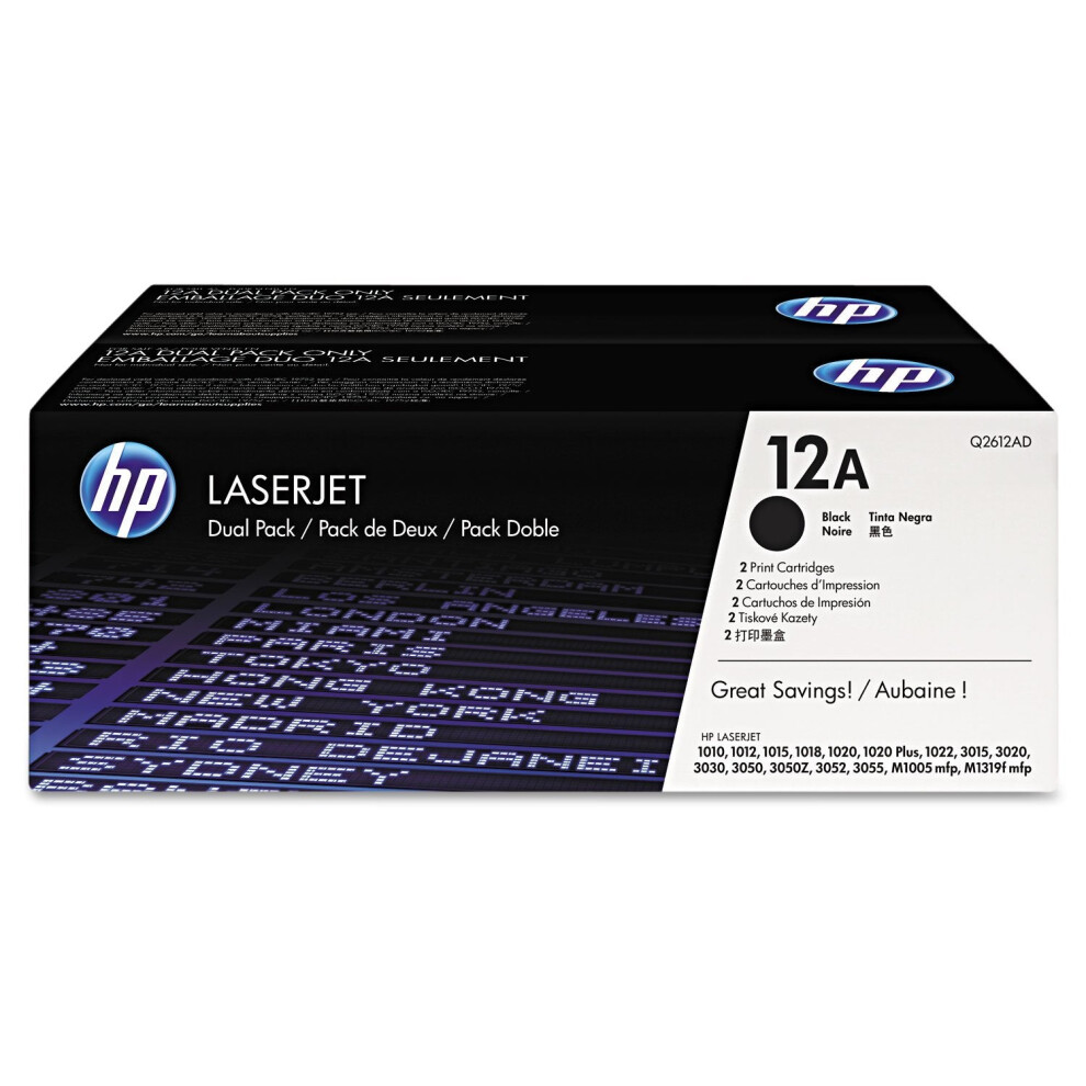 HP 12A Black LaserJet Toner Cartridge (2 Pack) Q2612AD