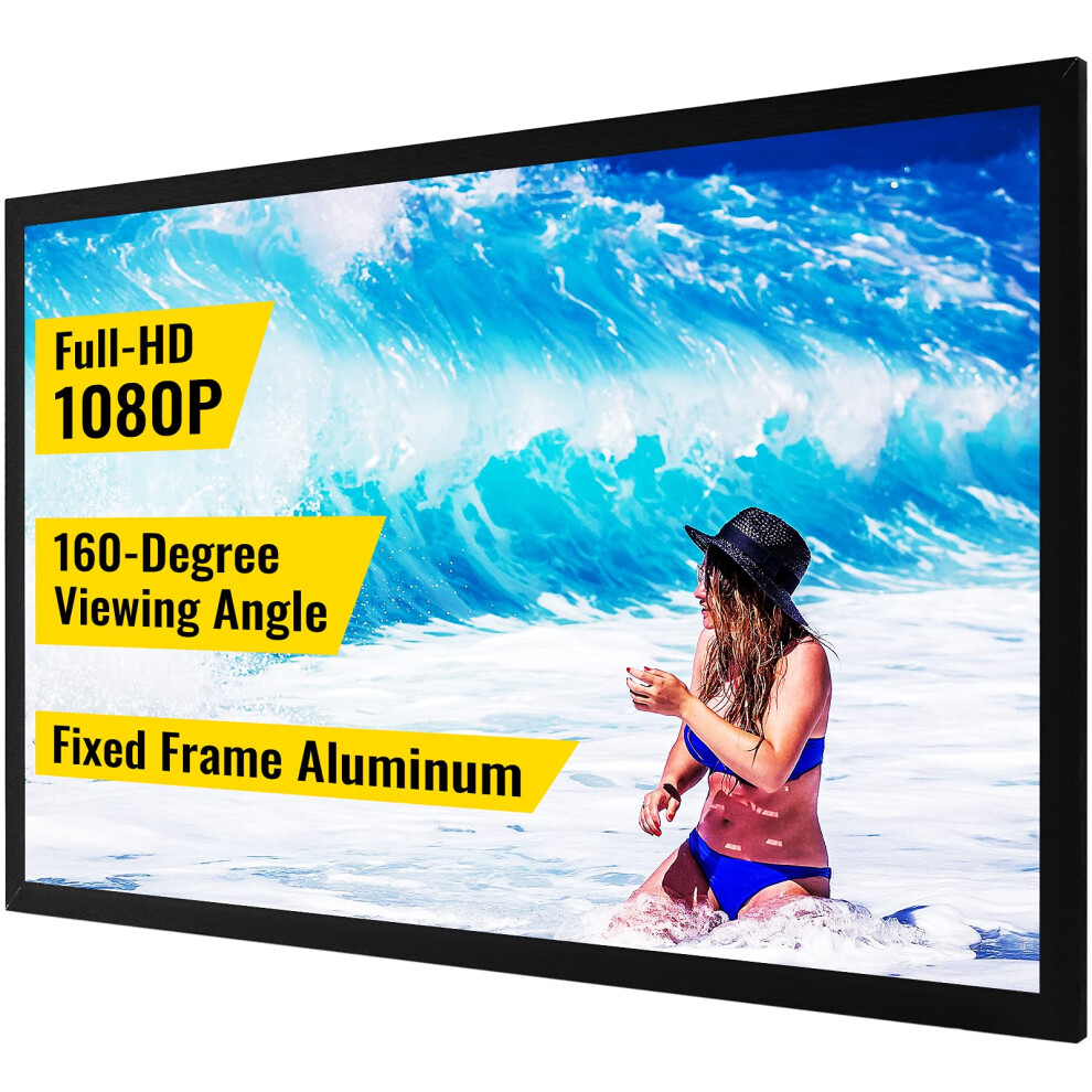 VEVOR Projection Screen 16:9 4K HDTV Movie Screen Fixed Frame 3D Projector Screen for 4K HDTV Movie Theater Outdoor Use (110inch)