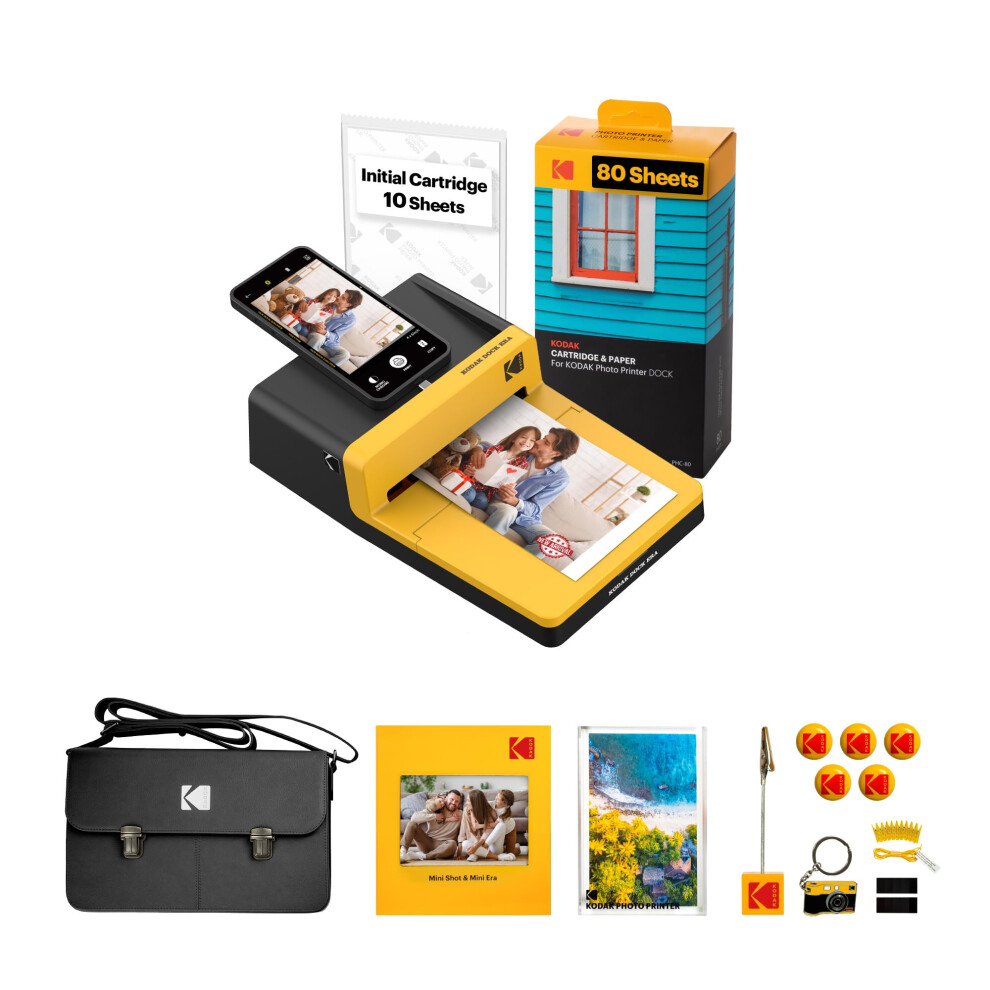 KODAK Dock ERA 4PASS Instant Photo Printer Accessory Bundle (4x6 inches), Initial 10 Sheets + 80 Sheet Pack