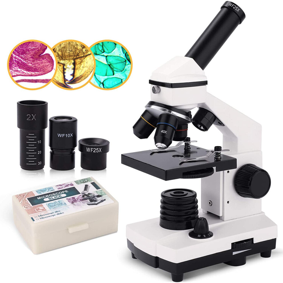 [Upgraded] Compound Monocular Microscope 40X-2000X for Kids,Adults and Students, Precision Biological Science Education Microscope with Kits