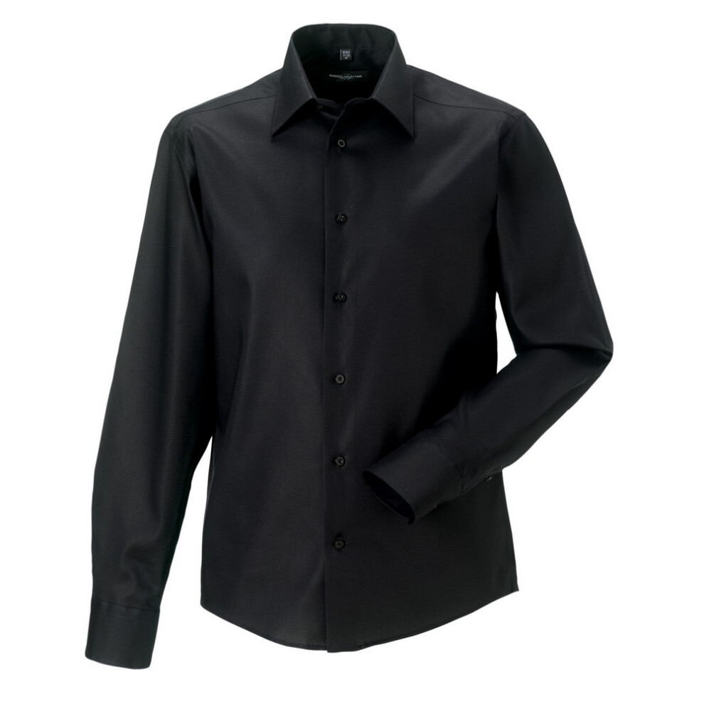 (17.5in, Black) Russell Mens Ultimate Non-Iron Tailored Long-Sleeved Formal Shirt