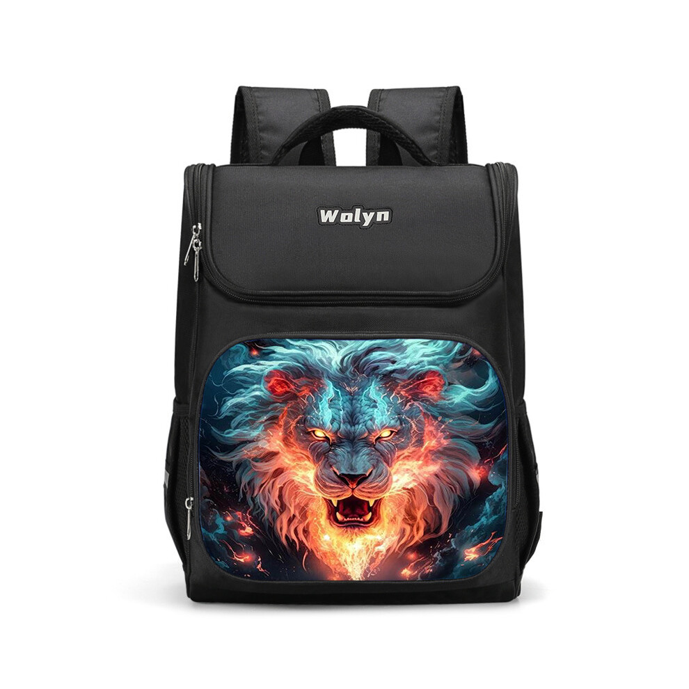 (Style Q, Small) 3d Lightweight Lion Backpack For Kids Oxford Fabric Spacious Unisex School Bag