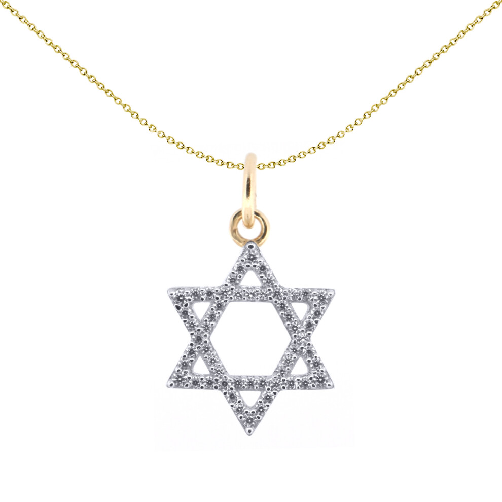 9ct Gold  CZ Magen David Star Charm Pendant 14mm - JPD610