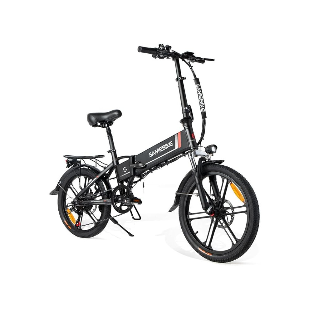 (Black) SAMEBIKE 20LVXD30-II Folding 20" Electric City Bike  Removable 48V 10.4AH Lithium Battery, Electric Bicycle 7 Speed Electric Bicycle for Adult