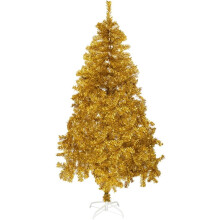 6ft Gold Christmas Tree, 750 Tips, Metal Stand - Easy Storage & Setup