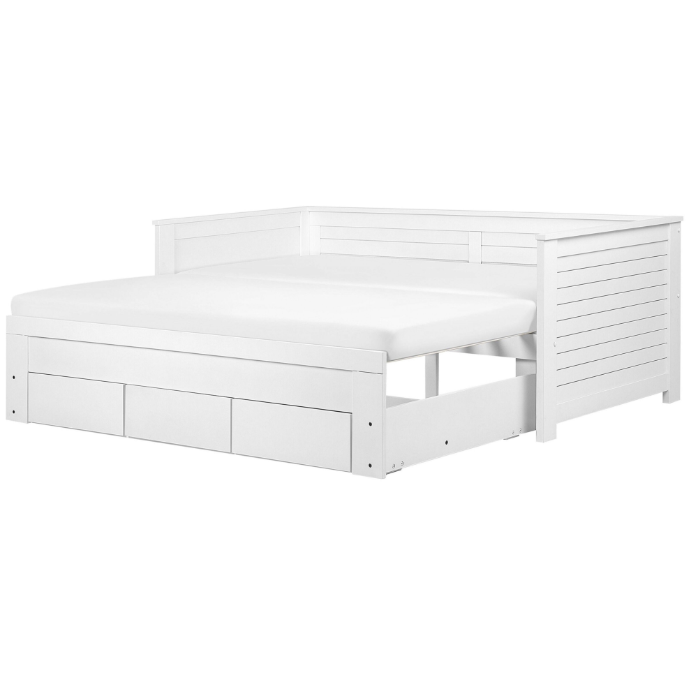 Bed with Storage Drawers Wood CAHORS 90 x 200 cm (EU Single) White