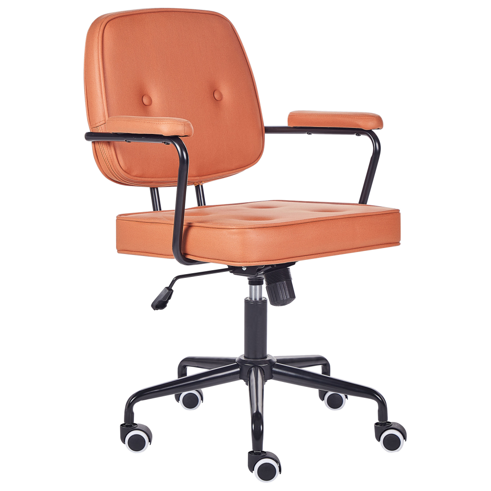 Desk Chair Swivel PAWNEE Faux Leather Orange