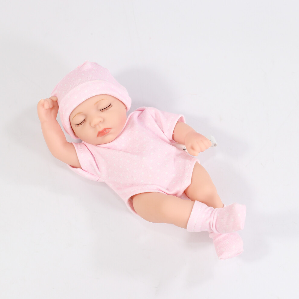 Bghone (Point Pink) New Silicone Reborn Dolls 20Cm Baby Reborn Toys Waterproof Doll Cute Mini Reborn Baby Doll Light/Pink
