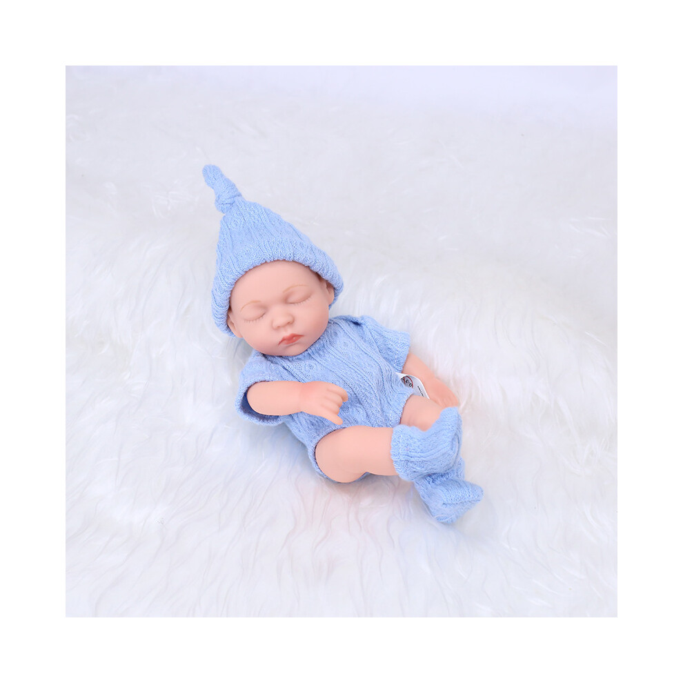 Bghone (Sweater ) New Silicone Reborn Dolls 20Cm Baby Reborn Toys Waterproof Doll Cute Mini Reborn Baby Doll Blue