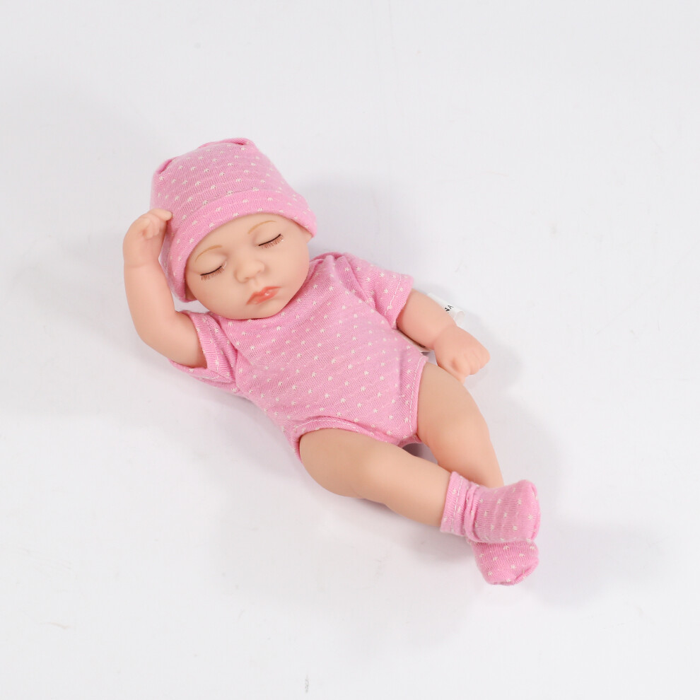 (point dark pink) New Silicone Reborn Dolls 20cm Baby Reborn Toys Waterproof Doll Cute Mini Reborn Baby Doll