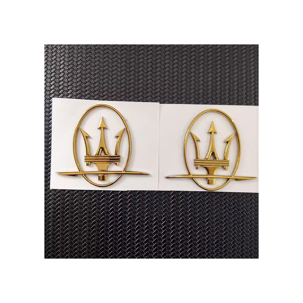 (A Pair) Suitable For Maserati President Levante Ghibli Leaf Panel Side Label Body Emblem Gold 4142340563237