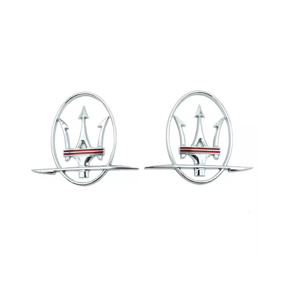 Starfull (A Silver Red Pair) Suitable For Maserati President Levante Ghibli Leaf Panel Side Label Body Emblem