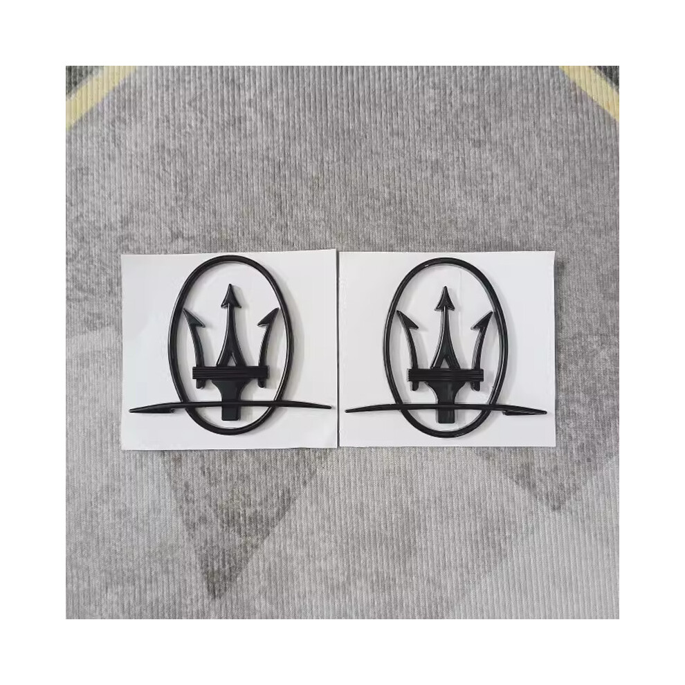 (A Bright Pair) Suitable For Maserati President Levante Ghibli Leaf Panel Side Label Body Emblem Black 4142340563268