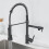 (Black) All Copper-Nickel Dual-Function Kitchen Spring Faucet Hot and Cold Water Rotating Pull Faucet 7