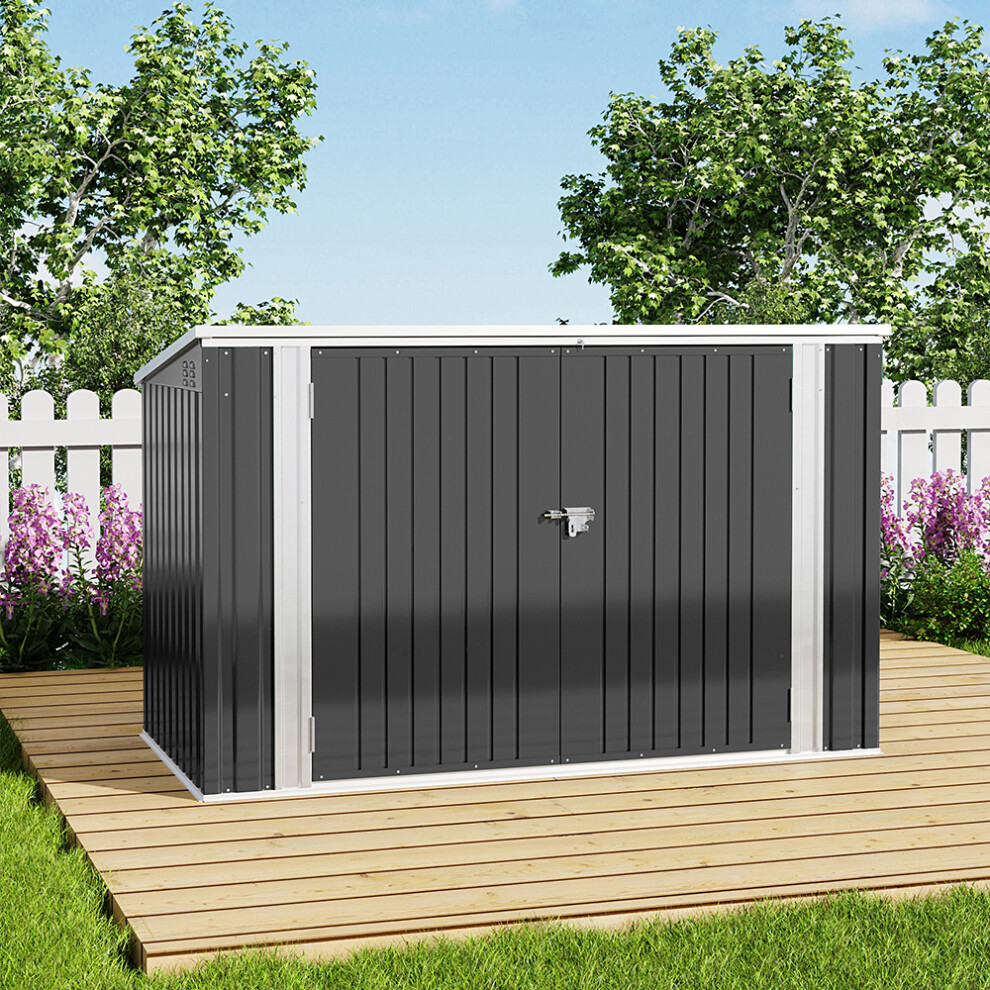 Heavy Duty Steel Bicycle Debris Storage Shed, Charcoal Black