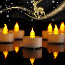 Jialine12 Pack Realistic and Bright Flickering Battery Operated Flameless LED Tea Lights candles 200+ tealights Electric Fake Candles for Halloween