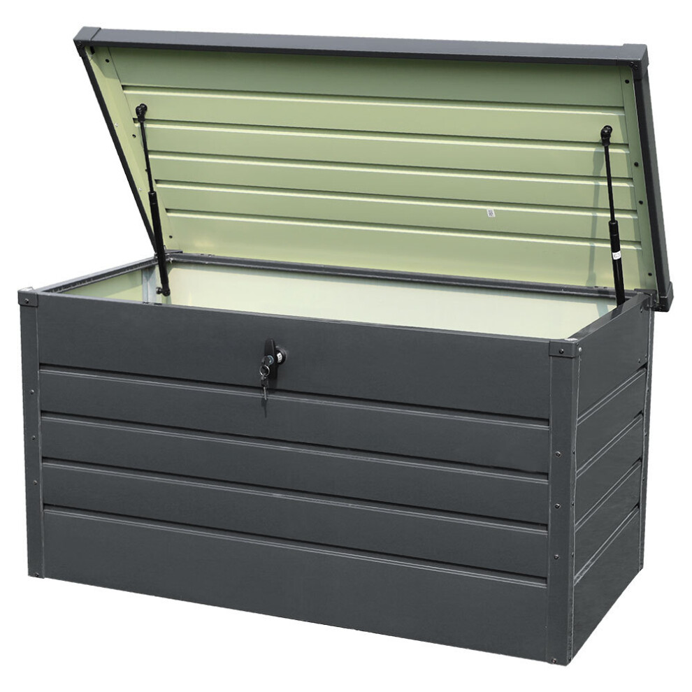 Garden Sanctuary Outdoor Storage Box 350L Metal Lockable Utility Chest Cushion Shed Patio