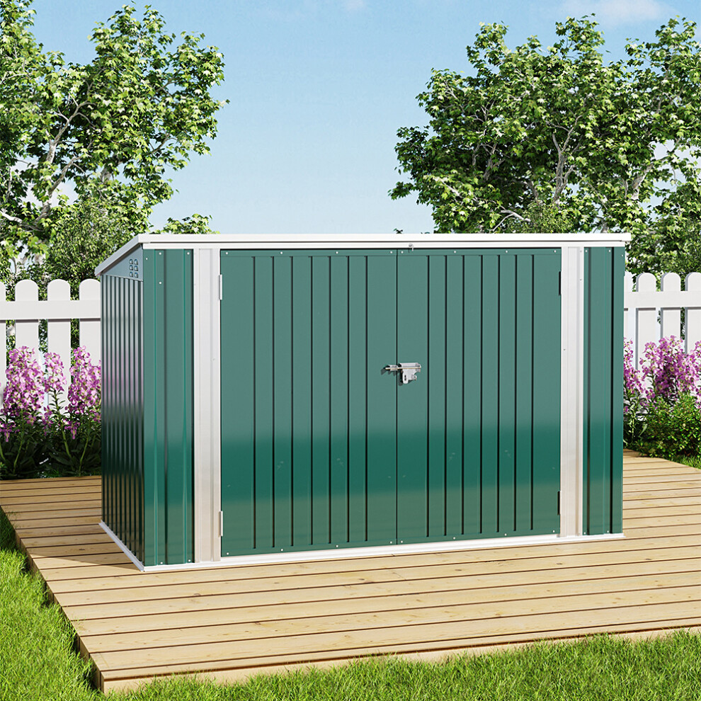 Heavy Duty Steel Bicycle Storage Shed, Dark Green