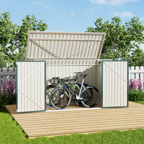 Heavy Duty Steel Bicycle Storage Shed, Dark Green 1