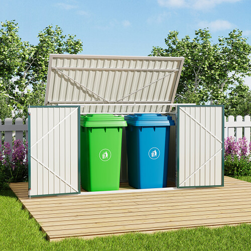 Heavy Duty Steel Bicycle Storage Shed, Dark Green 2