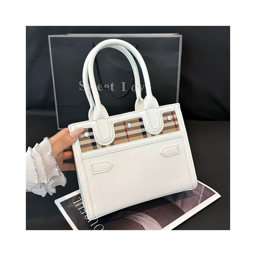(white) Women's handbag Plaid design Foreign and versatile hand-held women's high-end temperament cross-body bag