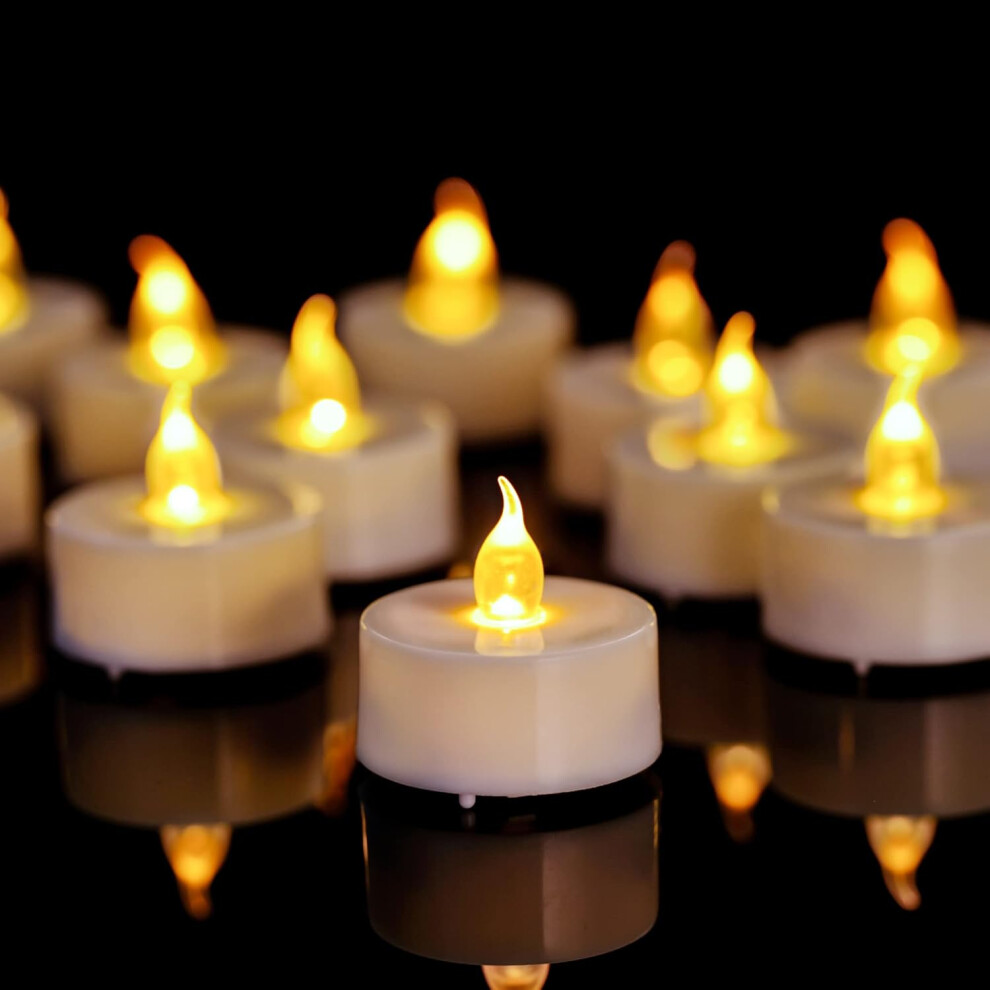 Anziner Store Anziner 12 Pack Flameless Led Tea Candles 150 Hours Realistic Flickering Battery Operated Electric Fake Candles For Halloween Christmas Light/Yellow