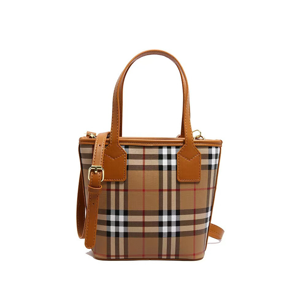 Qimorigeng (Brown) Women's Handbags, Plaid Crossbody Bags, Tote Bags, Pu Leather Brown,Not,Specified