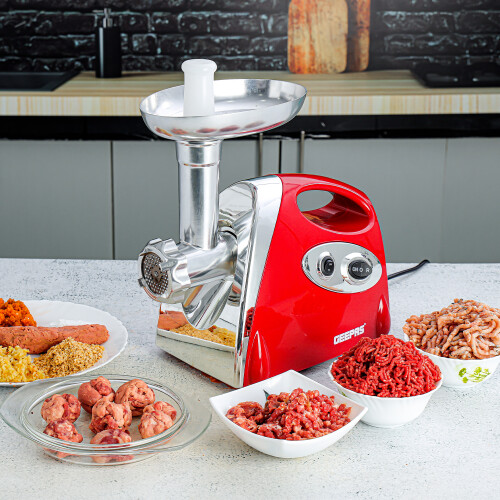 GEEPAS Geepas Electric Meat Grinder 1400W, Red 1