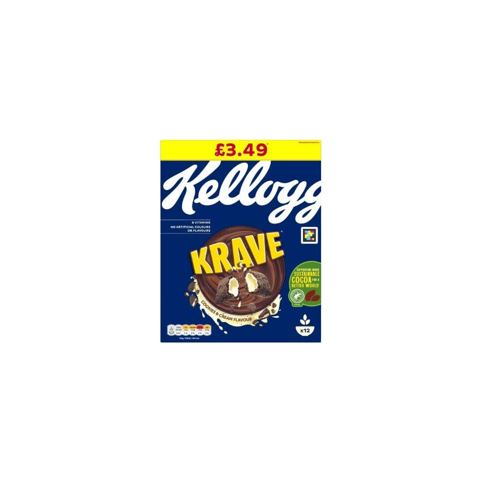 Kelloggs (Pack Of 20) Krave Cookies & Cereal 375G Cream