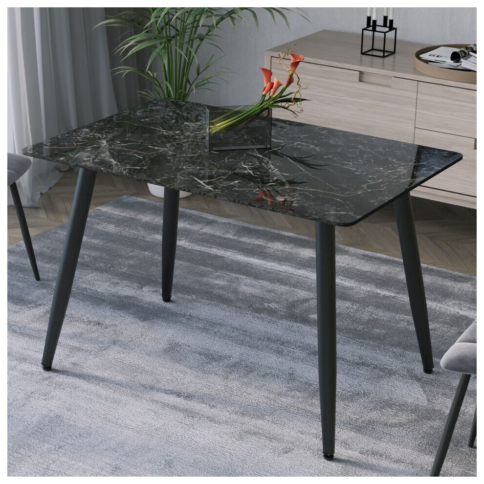 Urbn Living (Crimea Shinny) 120Cm Modern 4 Seater Ceramic Rectangle Shape Top Kitchen & Dining Room Table Grey