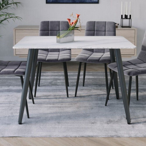 URBN Living (White Matt) 120cm Modern 4 Seater Ceramic Rectangle Shape Top Kitchen & Dining Room Table 2