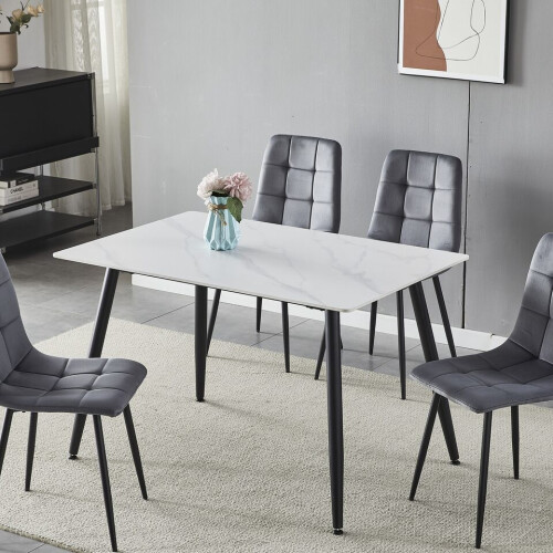 URBN Living (Gloss White) 120cm Modern 4 Seater Ceramic Rectangle Shape Top Kitchen & Dining Room Table 2
