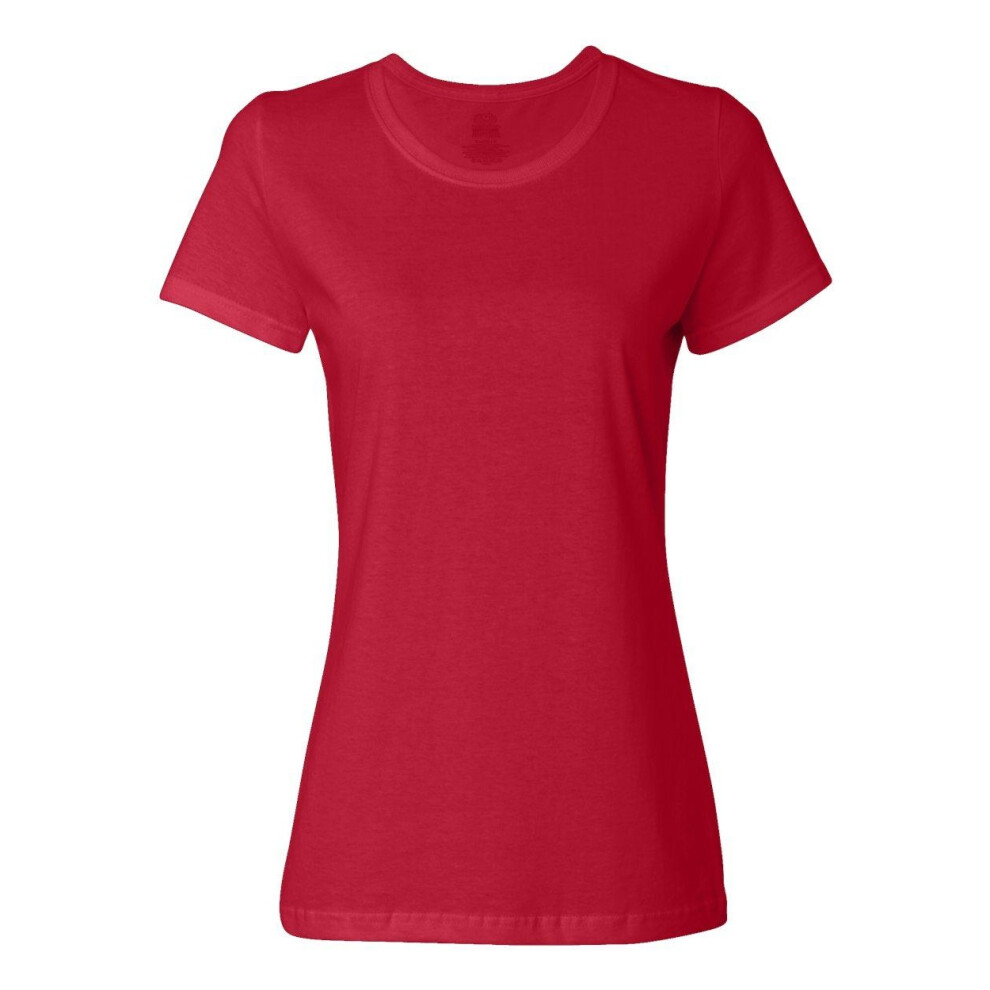 (XL, True Red) Fruit of the Loom HD Cotton Women's Short Sleeve T-Shirt