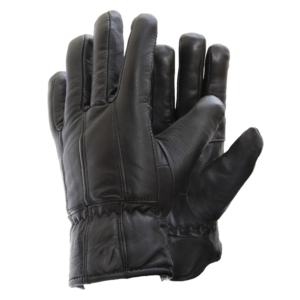 (M/L, Black) Mens Soft Sheep Skin Genuine Leather Gloves