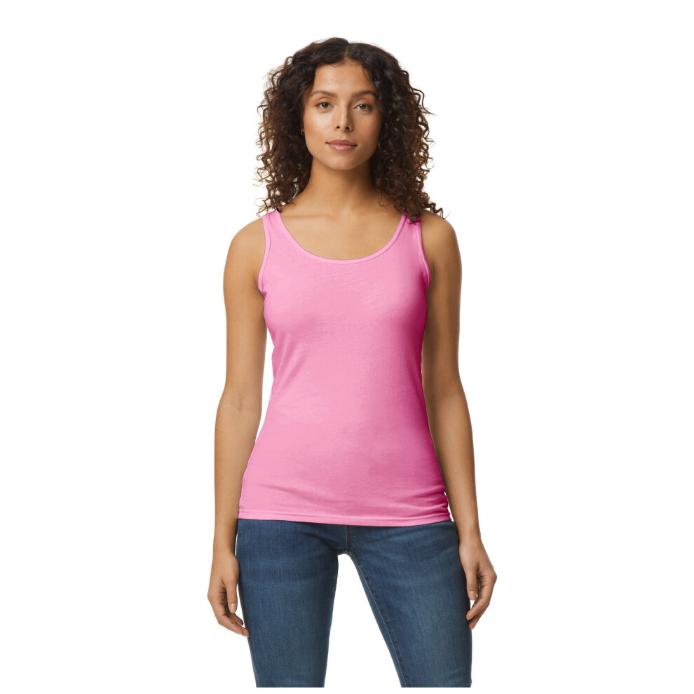 (10 UK, Azalea) Gildan Womens/Ladies Softstyle Plain Tank Top